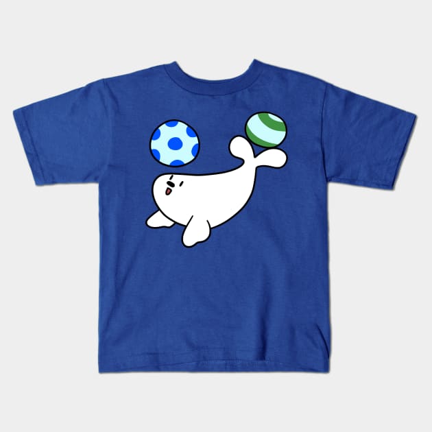 Baby Harp Seal Playing Kids T-Shirt by saradaboru